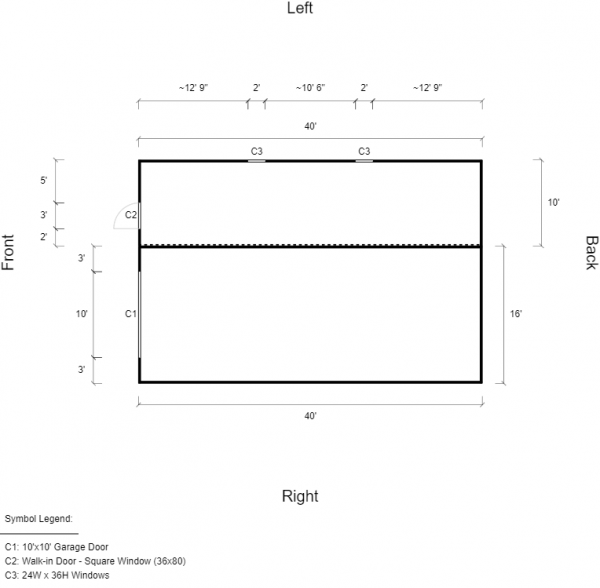 26x40x12/7 Garage With Lean-To - Metal Buildings, Carports, Barns ...