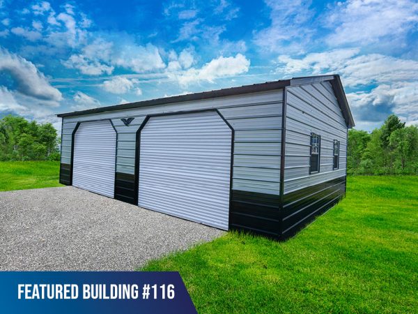 24' x 30' x 9' Double Metal Garage