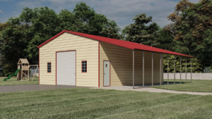 30x40x12 Metal Garage with Lean-to - Metal Buildings, Carports, Barns ...